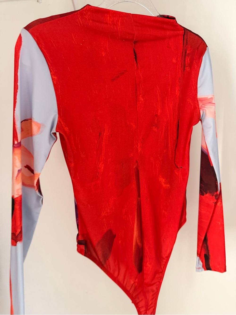 Zara Multi-Red Pink Abstract Print Bodysuit - Picture 4 of 12